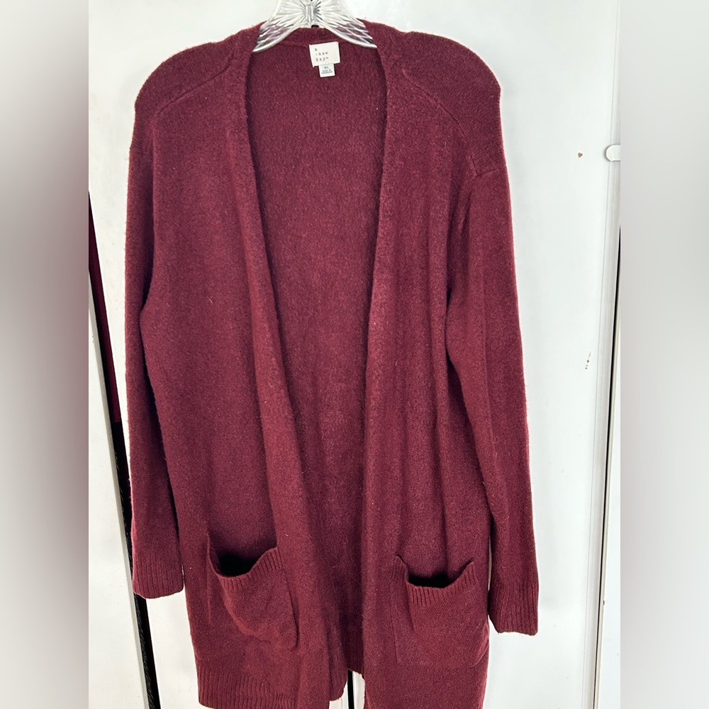 a new day Open-Front Wine Red Sweater Cardigan